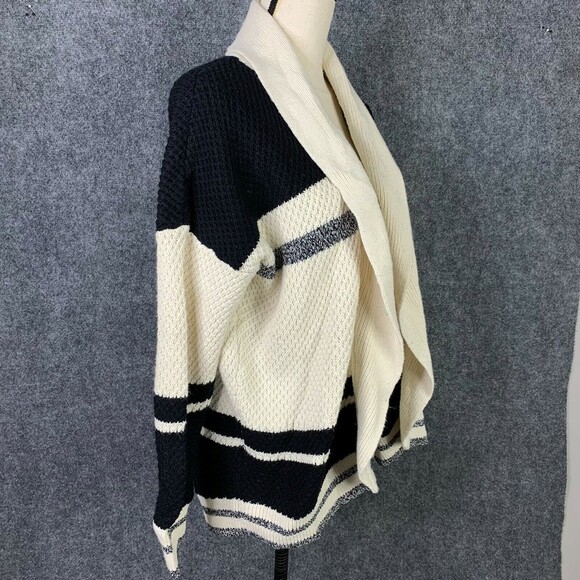 Madewell Open Cardigan Sweater Shawl Collar Chunky Knit Ivory & Black Size XS - Picture 7 of 9